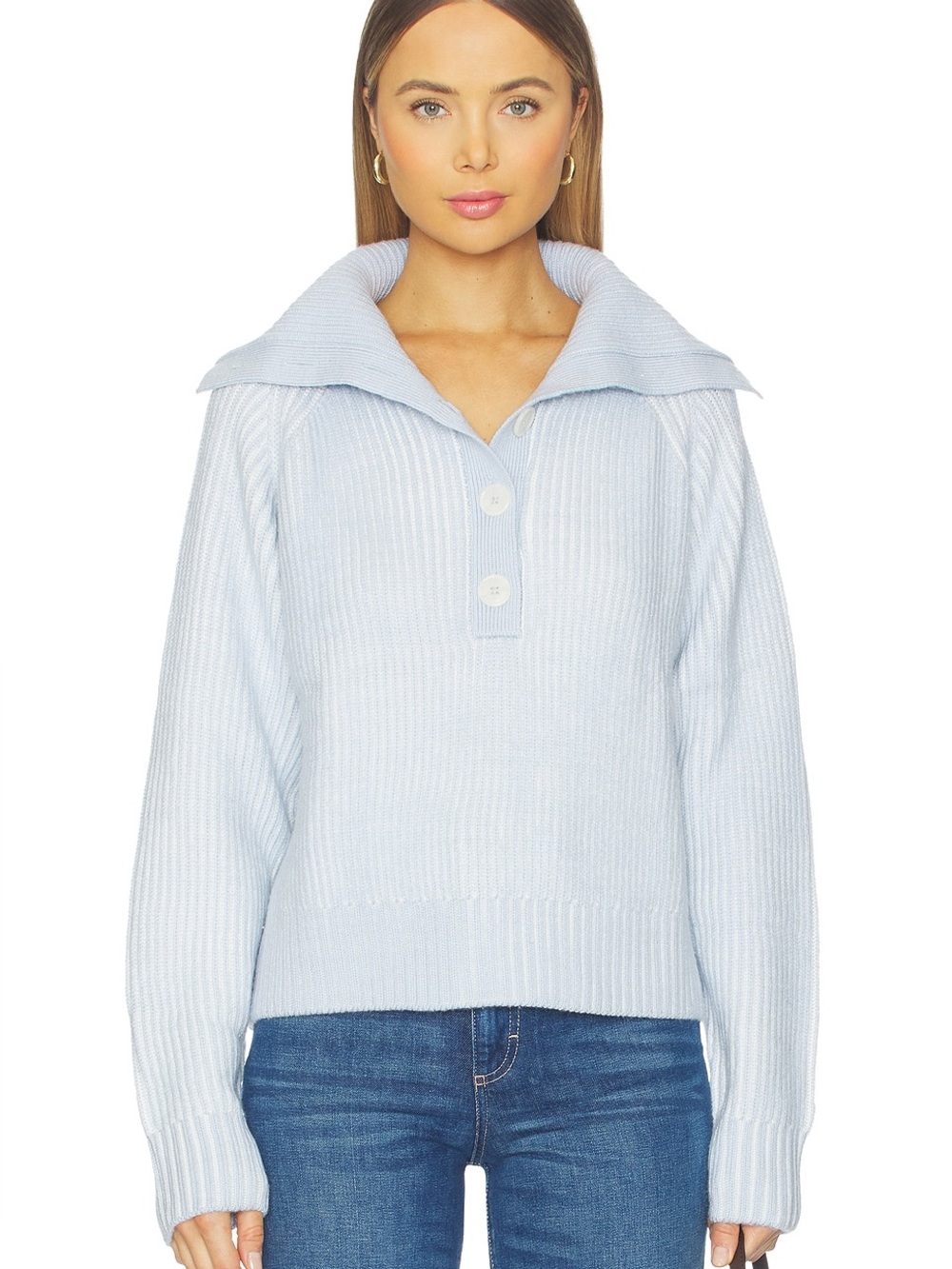 Varley Filey Plated Sweater Mist Blue Alpaca Blend Pullover XS